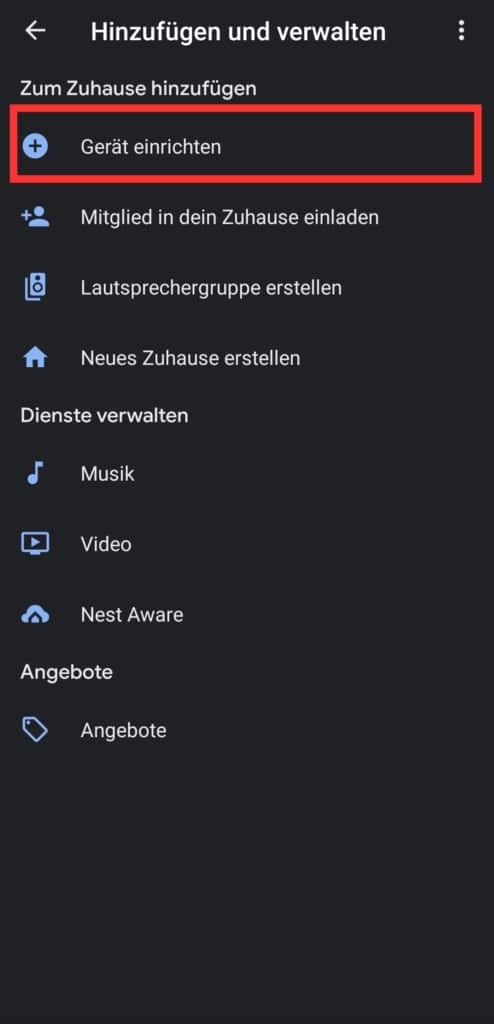 Seite mit 2. Schritt in der Google Home App