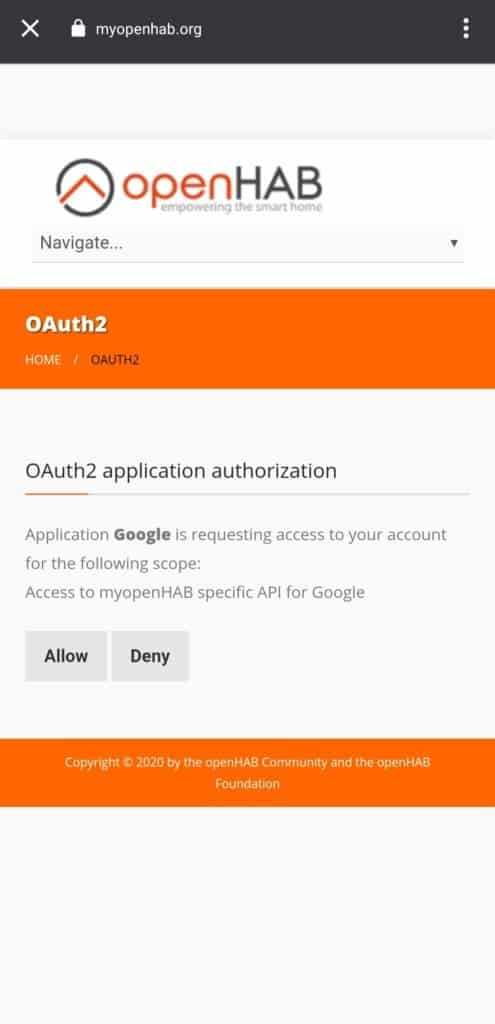 Google Zugriff auf openHAB erteilen